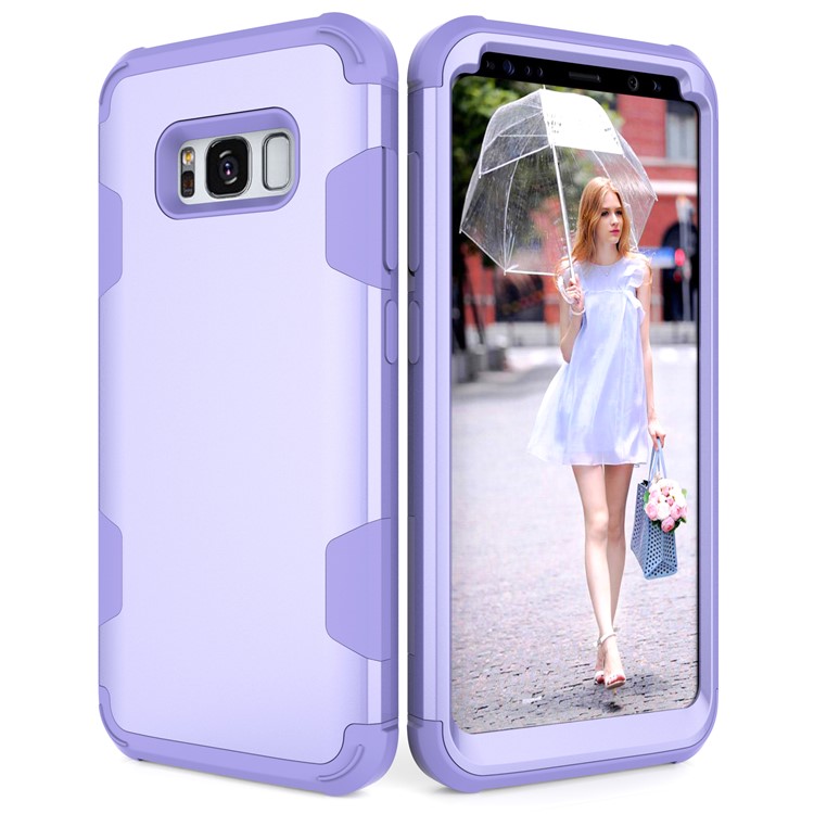 Heavy Duty 3-piece PC + Silicone Shockproof Hybrid Casing for Samsung Galaxy S8 Plus SM-G955 - Purple-4