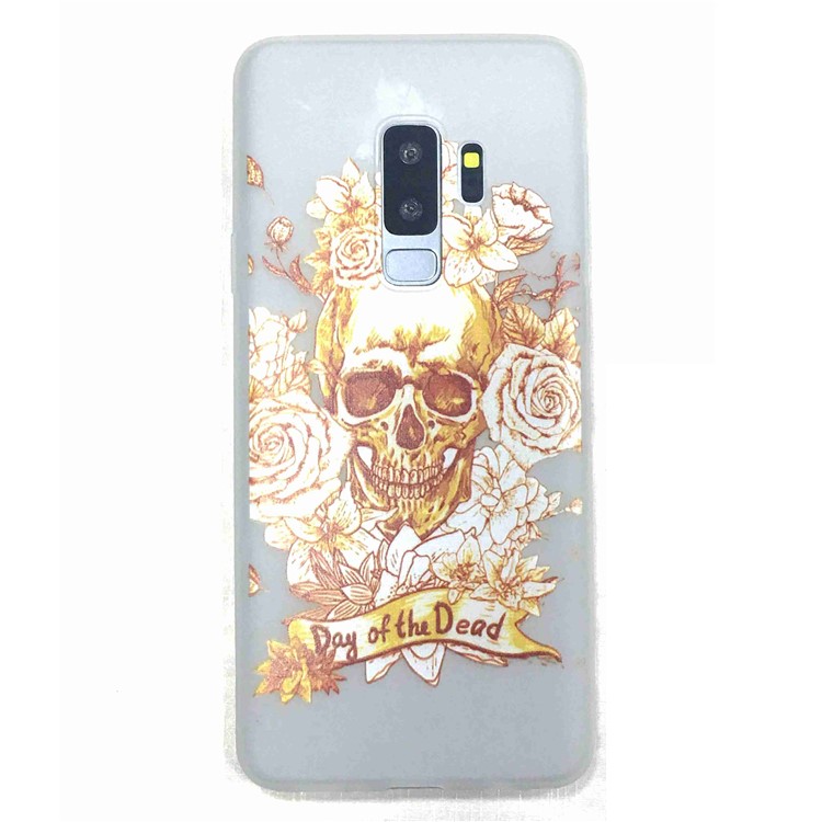 Luminous Patterned TPU Mobile Casing for Samsung Galaxy S9 Plus G965 - Sugar Skull-1