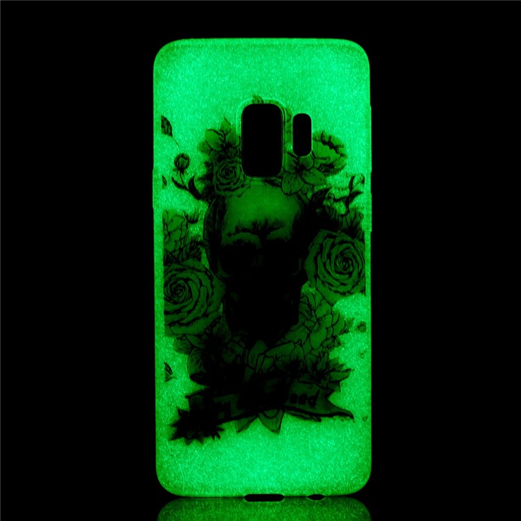 Luminous Patterned TPU Mobile Casing for Samsung Galaxy S9 Plus G965 - Sugar Skull-2