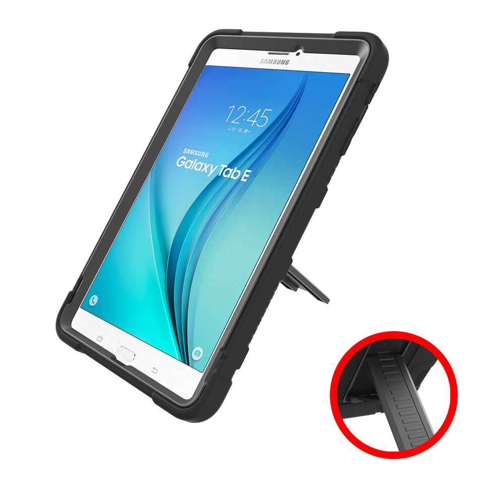 Shock Proof Anti-dust Hybrid TPU + PC Protective Case with Kickstand for Samsung Galaxy Tab E 9.6 T560 - Black-6