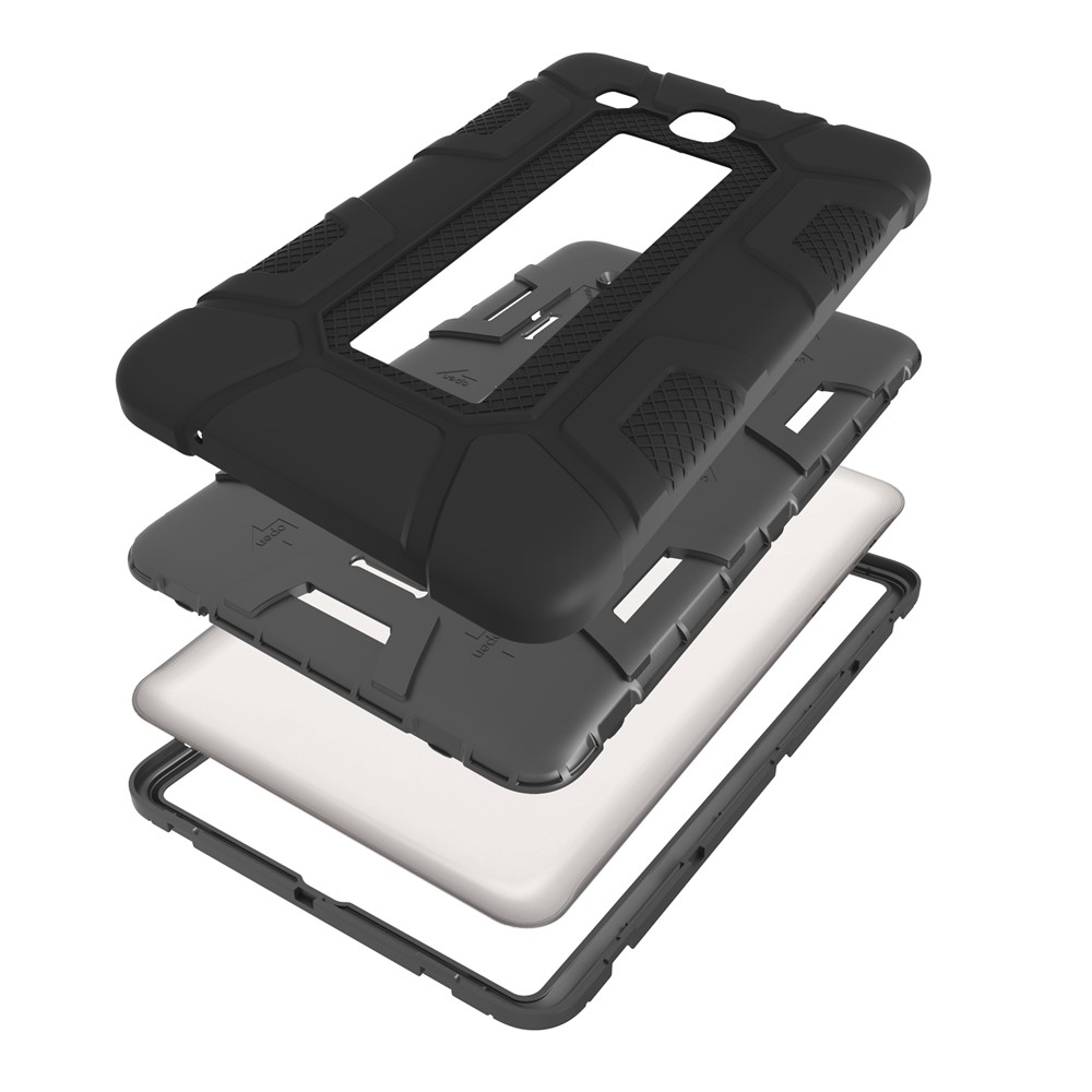 Shock Proof Anti-dust Hybrid TPU + PC Protective Case with Kickstand for Samsung Galaxy Tab E 9.6 T560 - Black-7