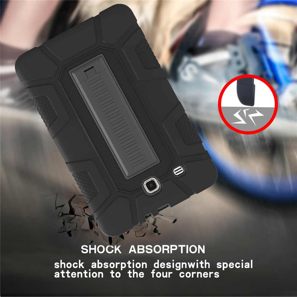 Shock Proof Anti-dust Hybrid TPU + PC Protective Case with Kickstand for Samsung Galaxy Tab E 9.6 T560 - Black-8