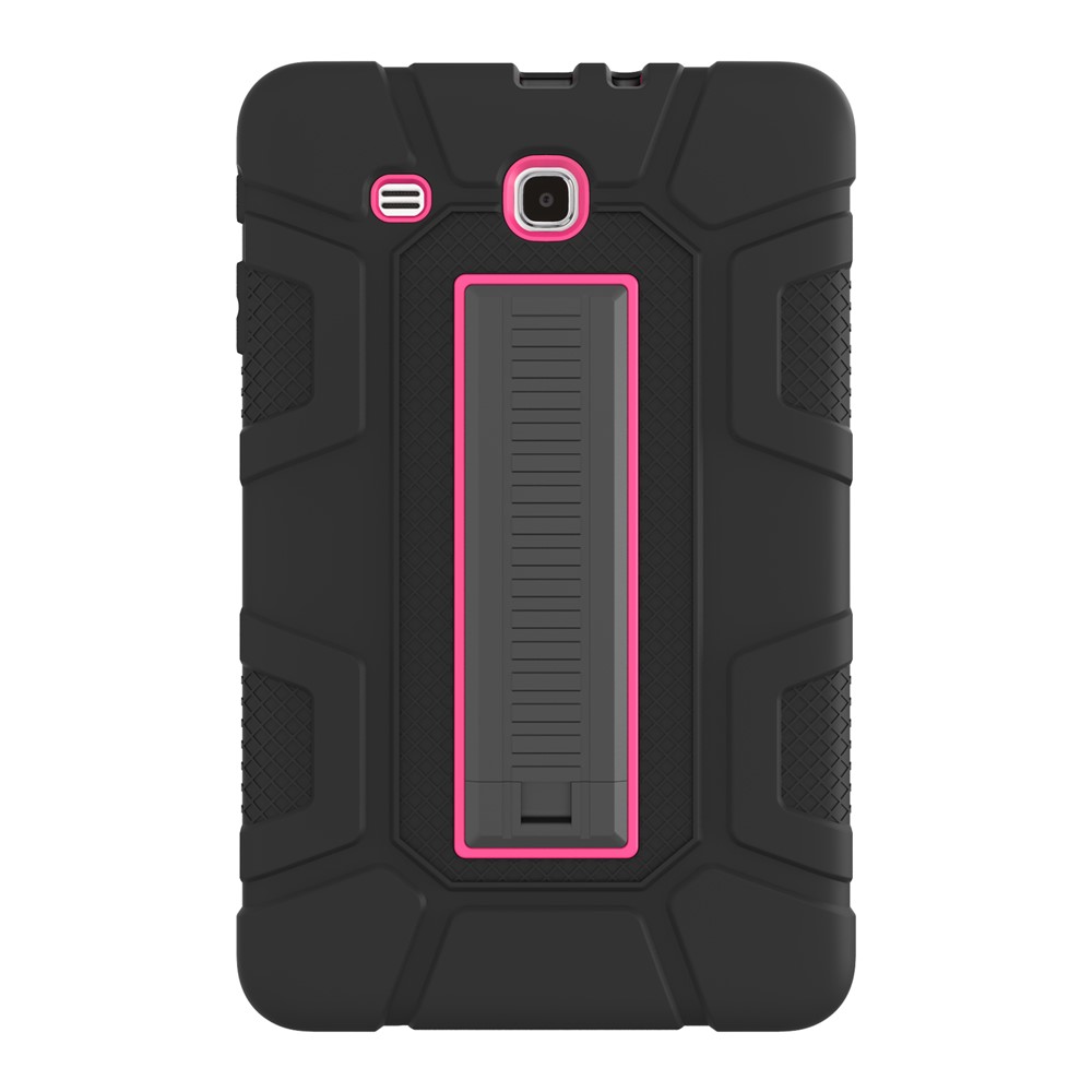 Shock Proof Anti-dust Hybrid TPU + PC Protective Cover with Kickstand for Samsung Galaxy Tab E 9.6 T560 - Black / Rose-1