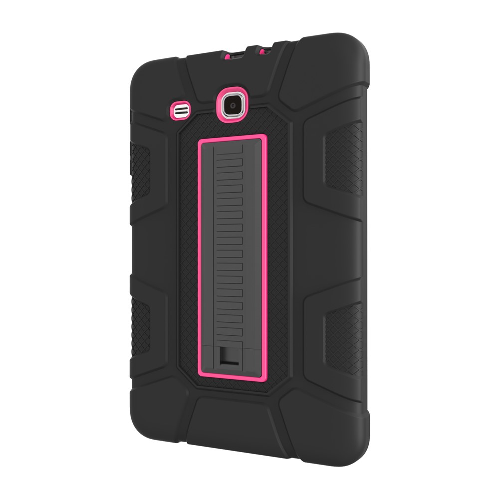 Shock Proof Anti-dust Hybrid TPU + PC Protective Cover with Kickstand for Samsung Galaxy Tab E 9.6 T560 - Black / Rose-3