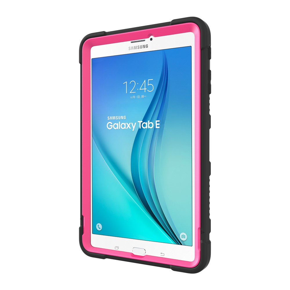 Shock Proof Anti-dust Hybrid TPU + PC Protective Cover with Kickstand for Samsung Galaxy Tab E 9.6 T560 - Black / Rose-4