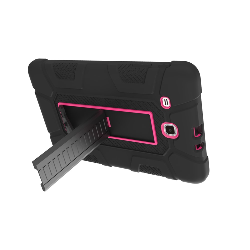 Shock Proof Anti-dust Hybrid TPU + PC Protective Cover with Kickstand for Samsung Galaxy Tab E 9.6 T560 - Black / Rose-6