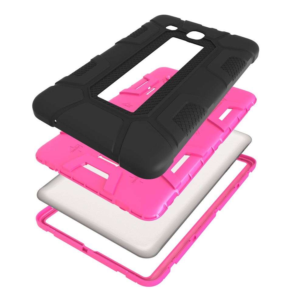 Shock Proof Anti-dust Hybrid TPU + PC Protective Cover with Kickstand for Samsung Galaxy Tab E 9.6 T560 - Black / Rose-7