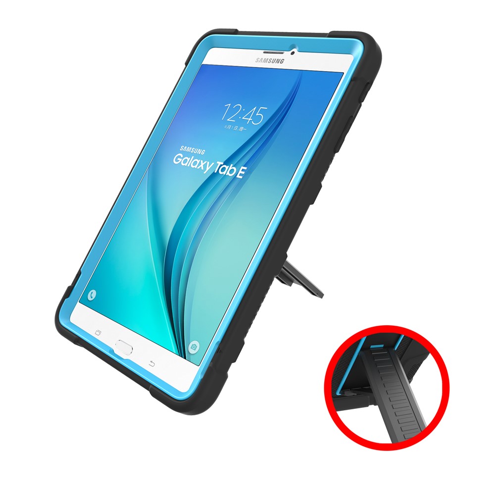 Shock Proof Anti-dust Hybrid TPU + PC Protective Shell with Kickstand for Samsung Galaxy Tab E 9.6 T560 - Black / Blue-5