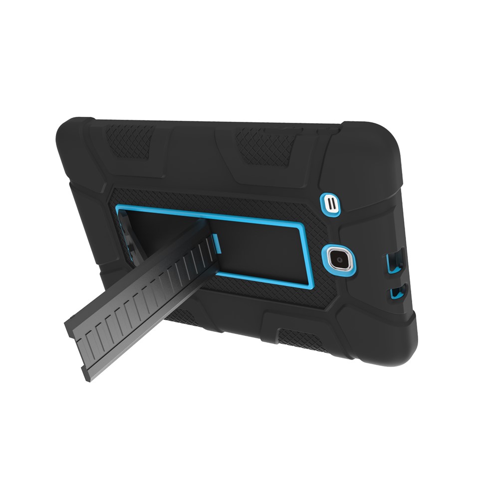 Stoßfest Anti-Staub-Hybrid-TPU + PC-Schutzhülle Mit Kickstand Für Samsung Galaxy Tab E 9.6 T560 - Schwarz / Blau