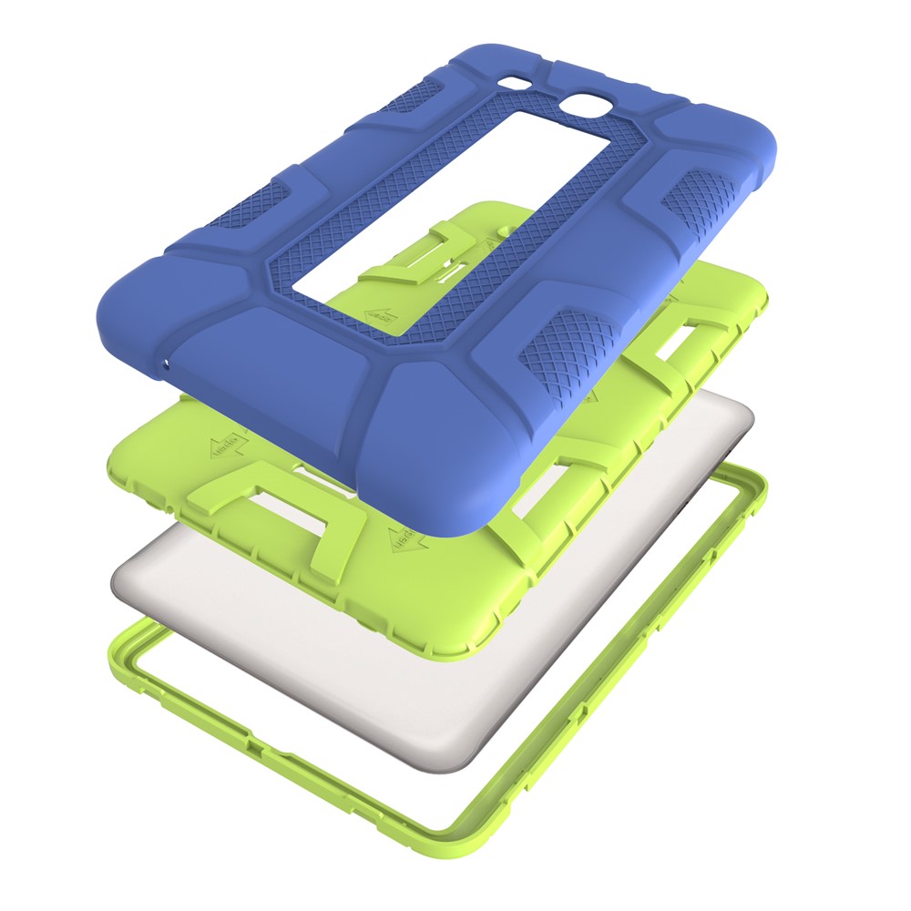 Shock Proof Anti-dust Hybrid TPU + PC Protective Casing with Kickstand for Samsung Galaxy Tab E 9.6 T560 - Blue / Green-7