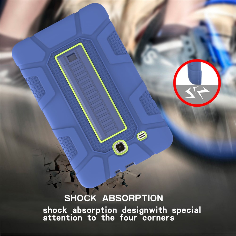 Shock Proof Anti-dust Hybrid TPU + PC Protective Casing with Kickstand for Samsung Galaxy Tab E 9.6 T560 - Blue / Green-8