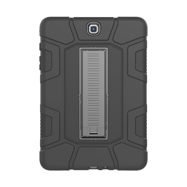 Shock Proof Anti-dust Hybrid TPU + PC Protective Case with Kickstand for Samsung Galaxy Tab A 9.7 - Black-1