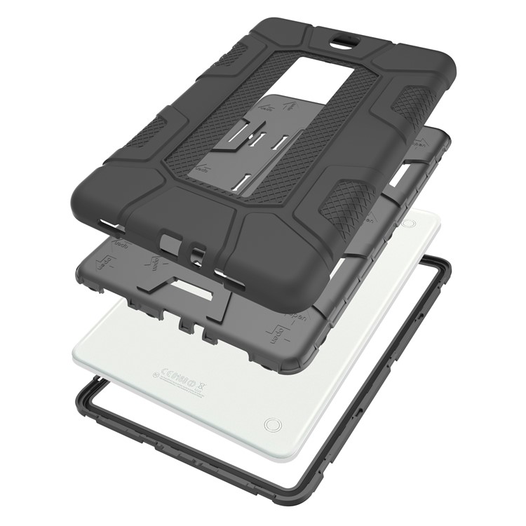 Shock Proof Anti-dust Hybrid TPU + PC Protective Case with Kickstand for Samsung Galaxy Tab A 9.7 - Black-8