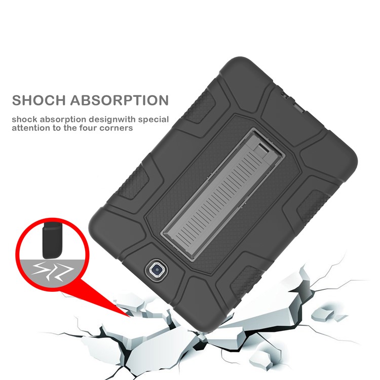 Shock Proof Anti-dust Hybrid TPU + PC Protective Case with Kickstand for Samsung Galaxy Tab A 9.7 - Black-9