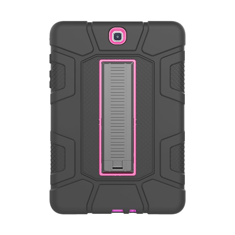 Shock Proof Anti-dust Hybrid TPU + PC Protective Cover with Kickstand for Samsung Galaxy Tab A 9.7 - Black / Rose-1