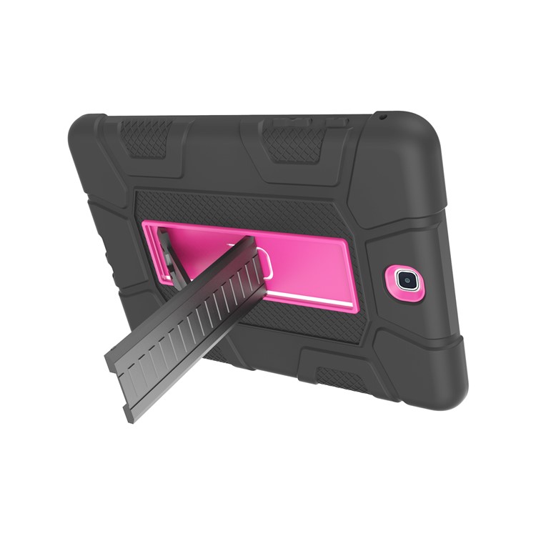Shock Proof Anti-dust Hybrid TPU + PC Protective Cover with Kickstand for Samsung Galaxy Tab A 9.7 - Black / Rose-5