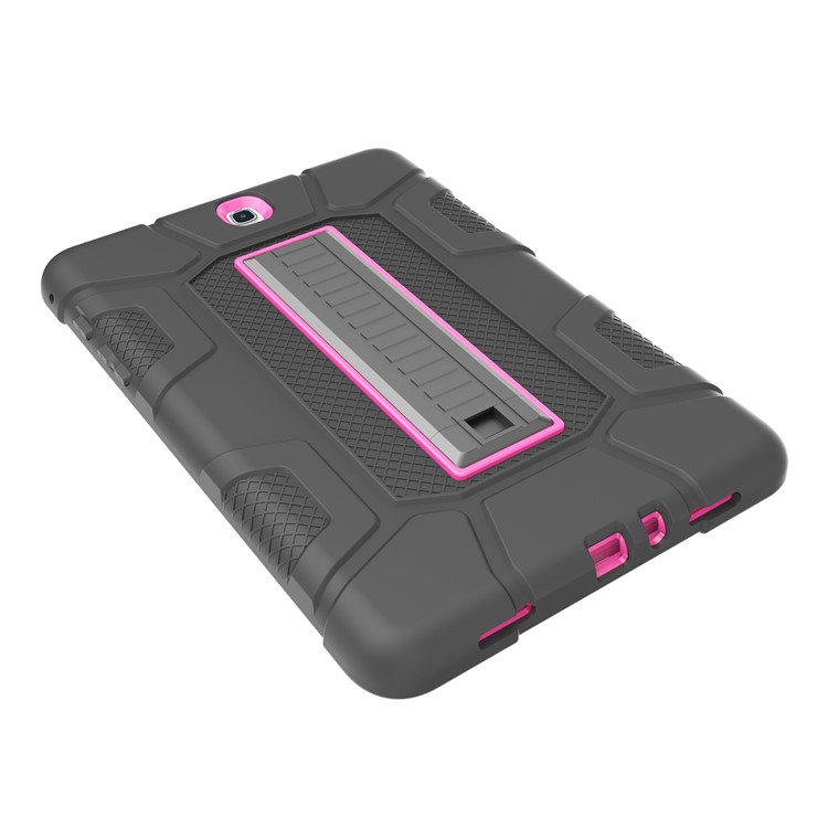 Shock Proof Anti-dust Hybrid TPU + PC Protective Cover with Kickstand for Samsung Galaxy Tab A 9.7 - Black / Rose-7