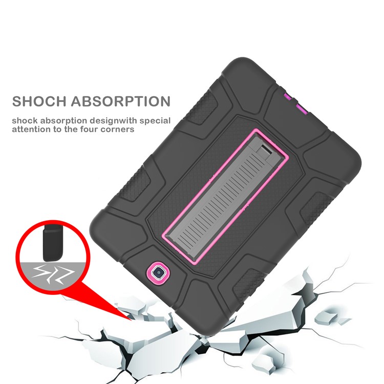 Shock Proof Anti-dust Hybrid TPU + PC Protective Cover with Kickstand for Samsung Galaxy Tab A 9.7 - Black / Rose-9