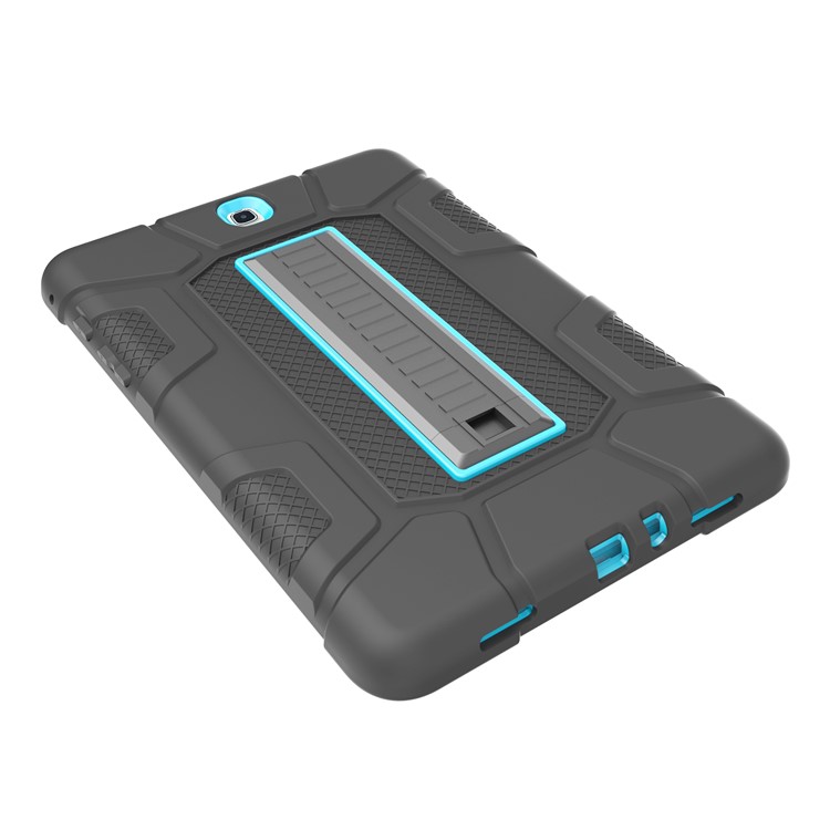 Shock Proof Anti-dust Hybrid TPU + PC Protective Shell with Kickstand for Samsung Galaxy Tab A 9.7 - Black / Blue-7