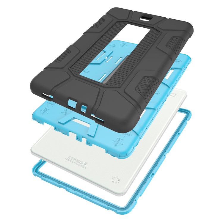 Shock Proof Anti-dust Hybrid TPU + PC Protective Shell with Kickstand for Samsung Galaxy Tab A 9.7 - Black / Blue-8