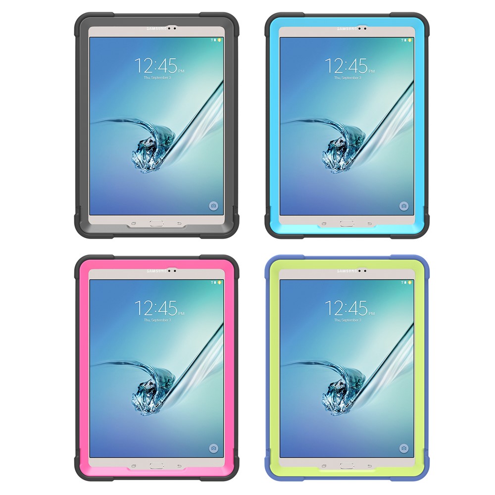Shock Proof Anti-dust Hybrid TPU + PC Protective Case with Kickstand for Samsung Galaxy Tab S2 9.7 T810 T815 - Black-11