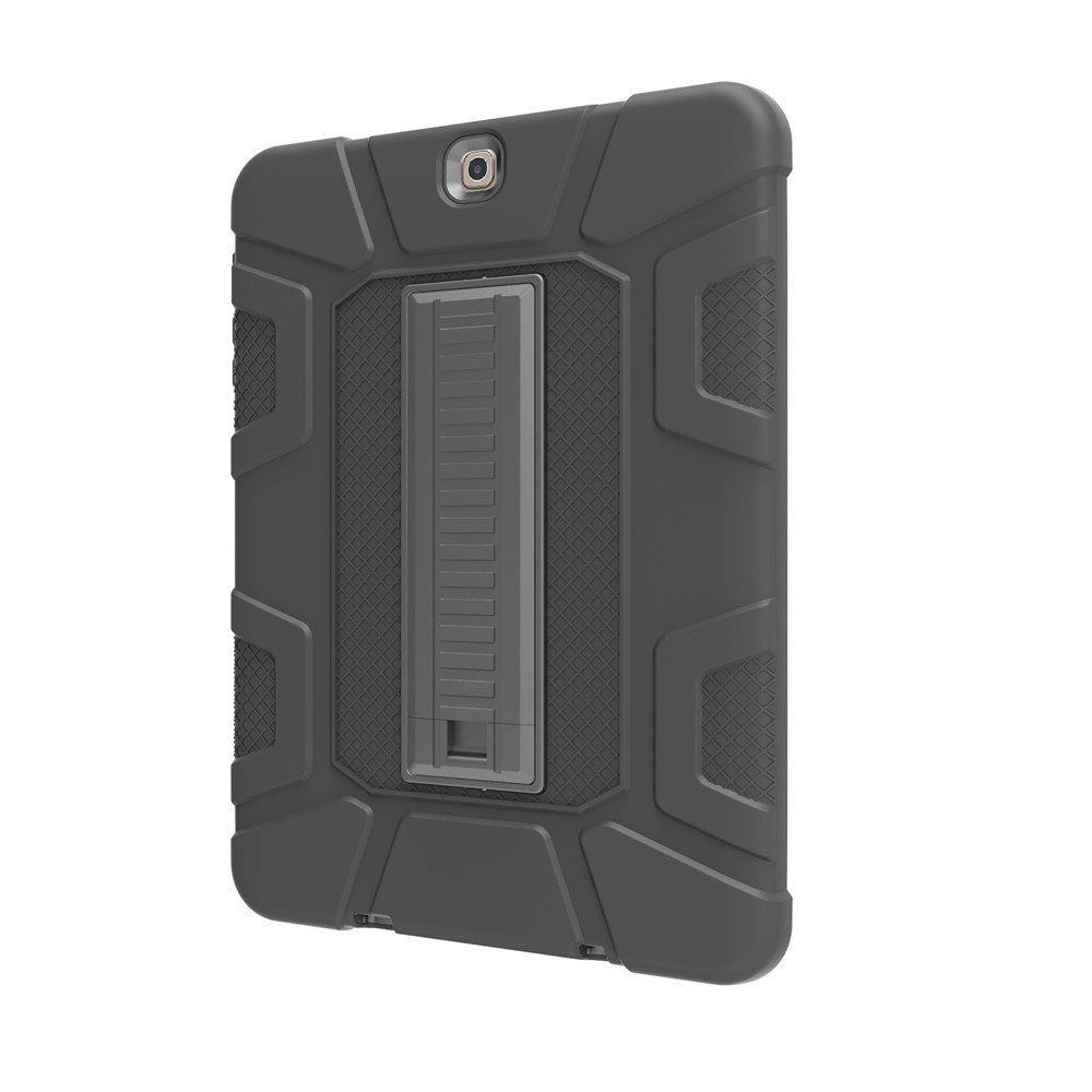 Shock Proof Anti-dust Hybrid TPU + PC Protective Case with Kickstand for Samsung Galaxy Tab S2 9.7 T810 T815 - Black-3