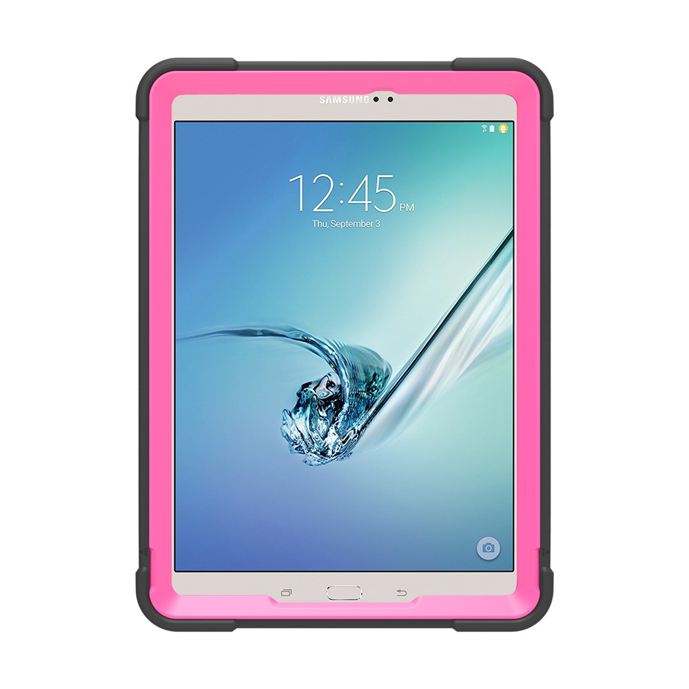 Shock Proof Anti-dust Hybrid TPU + Plastic Protective Case with Kickstand for Samsung Galaxy Tab S2 9.7 T810 T815 - Black / Rose-2