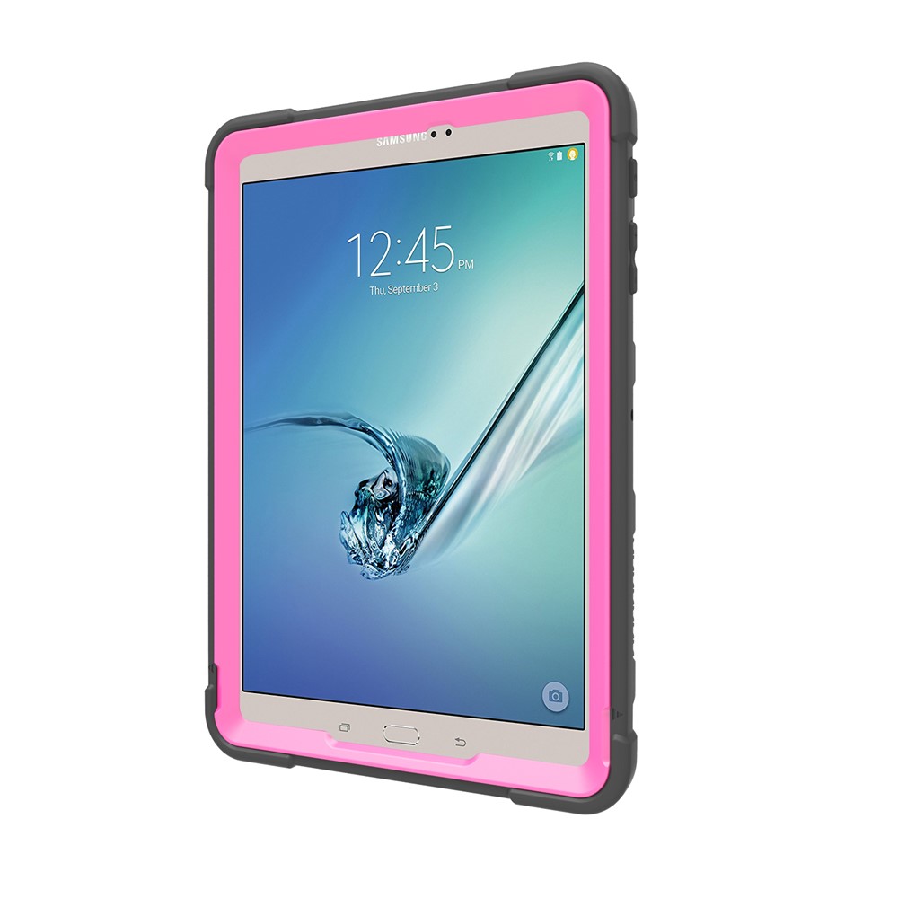 Shock Proof Anti-dust Hybrid TPU + Plastic Protective Case with Kickstand for Samsung Galaxy Tab S2 9.7 T810 T815 - Black / Rose-4