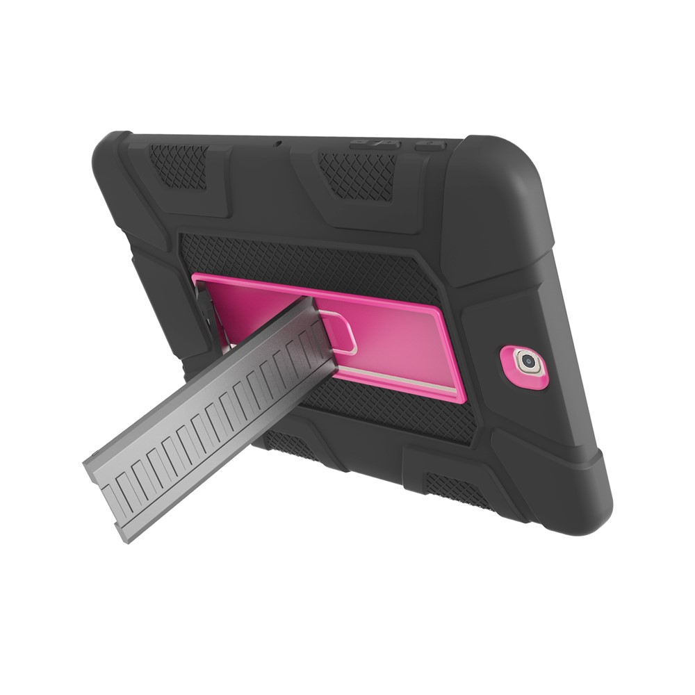 Shock Proof Anti-dust Hybrid TPU + Plastic Protective Case with Kickstand for Samsung Galaxy Tab S2 9.7 T810 T815 - Black / Rose-5