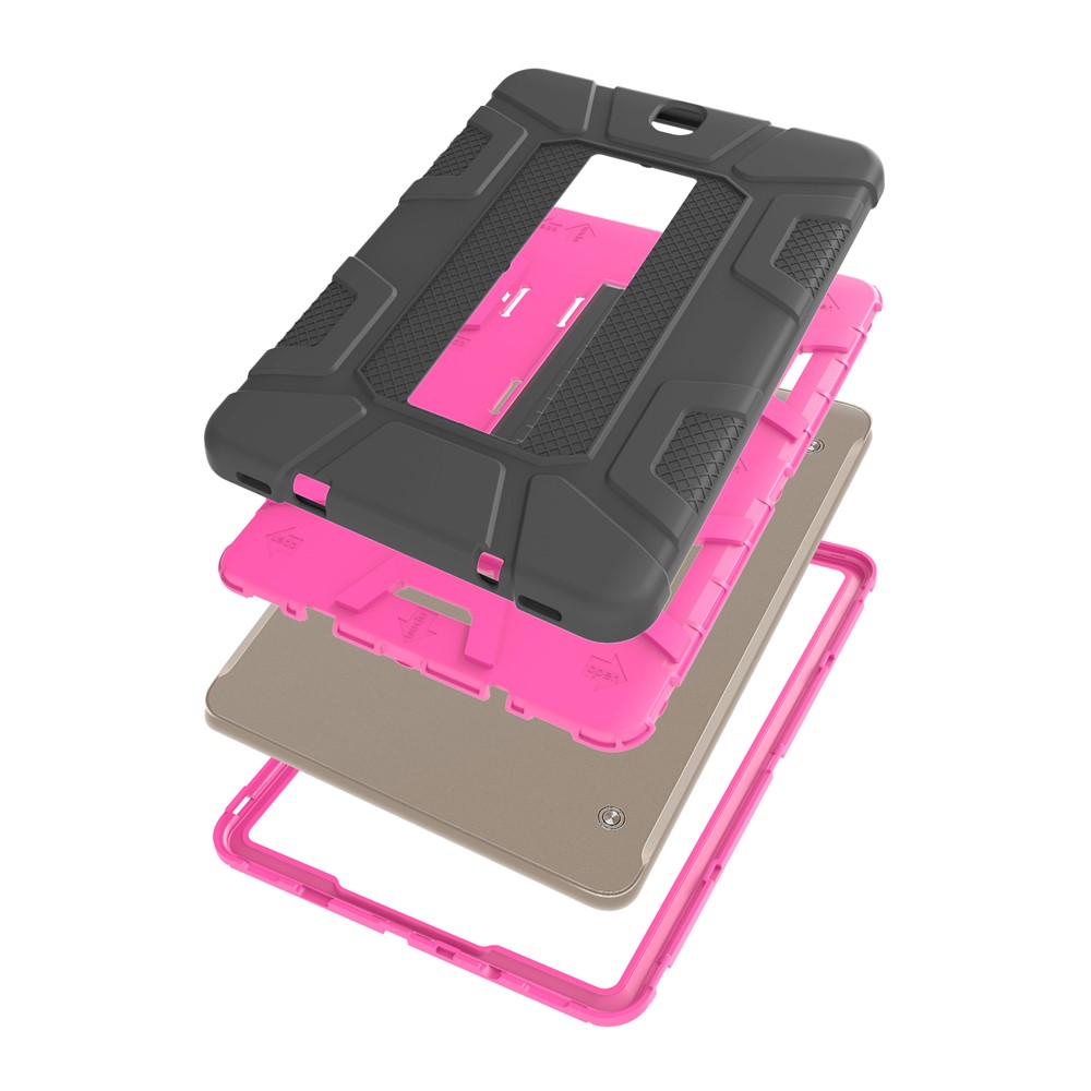 Shock Proof Anti-dust Hybrid TPU + Plastic Protective Case with Kickstand for Samsung Galaxy Tab S2 9.7 T810 T815 - Black / Rose-8