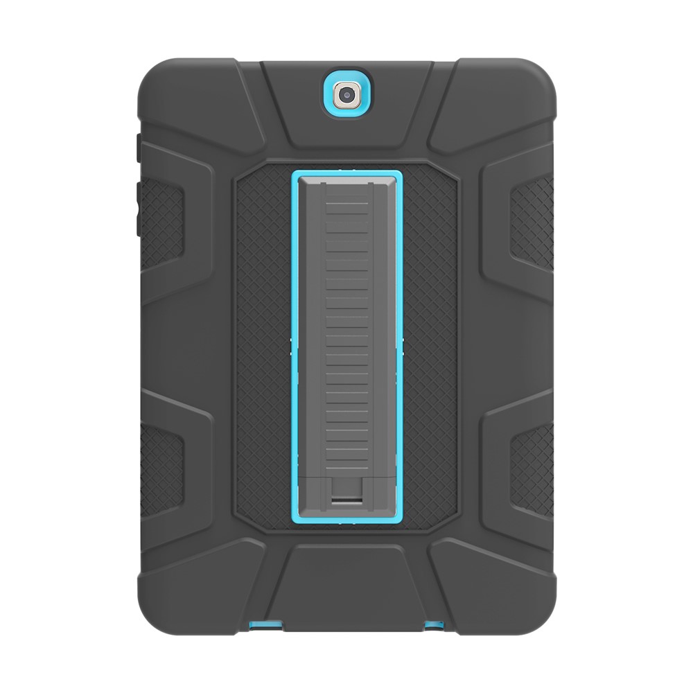 Shock Proof Anti-dust Hybrid TPU + PC Protective Cover with Kickstand for Samsung Galaxy Tab S2 9.7 T810 T815 - Black / Blue-1