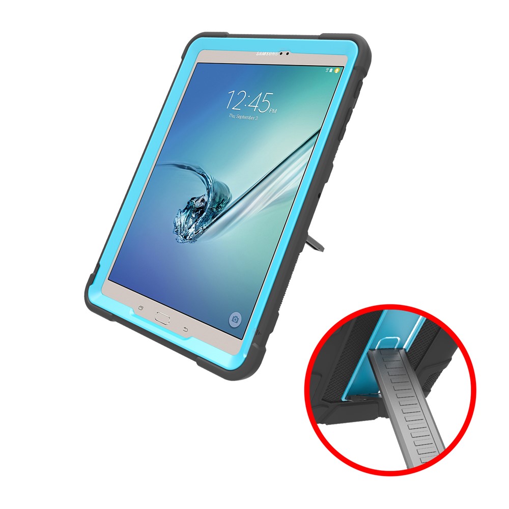 Shock Proof Anti-dust Hybrid TPU + PC Protective Cover with Kickstand for Samsung Galaxy Tab S2 9.7 T810 T815 - Black / Blue-6
