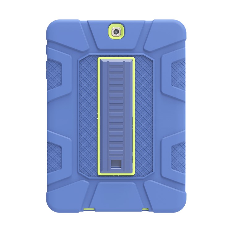 Shock Proof Anti-dust Hybrid TPU + PC Protective Shell with Kickstand for Samsung Galaxy Tab S2 9.7 T810 T815 - Blue / Green-1