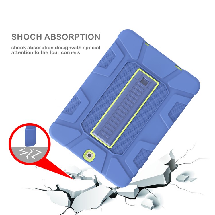 Shock Proof Anti-dust Hybrid TPU + PC Protective Shell with Kickstand for Samsung Galaxy Tab S2 9.7 T810 T815 - Blue / Green-9