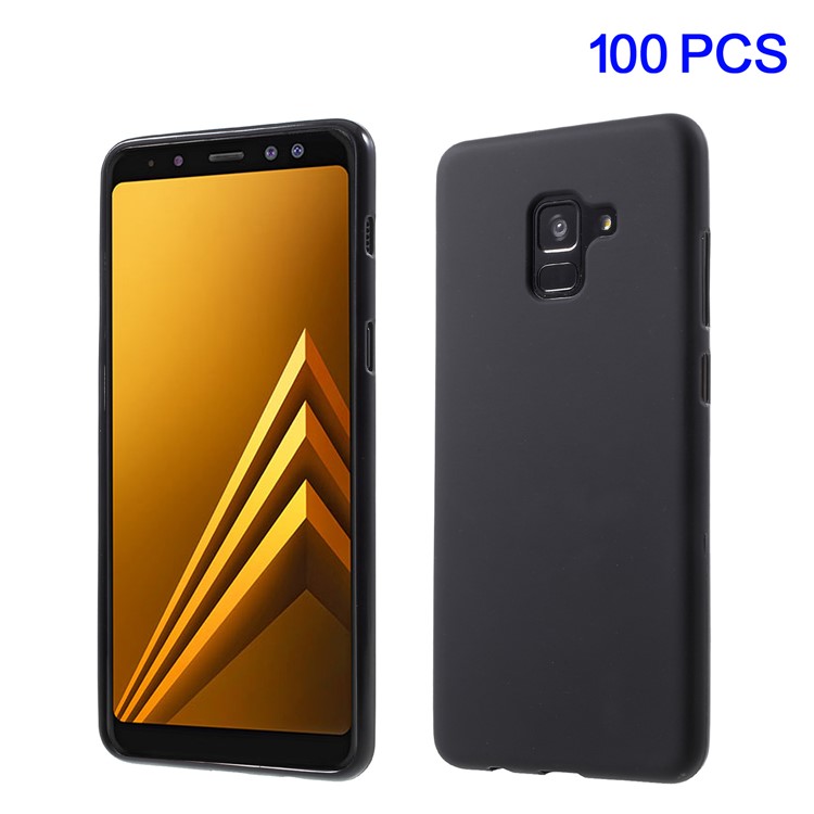 100Pcs/Set Double-Sided Matte Soft TPU Case for Samsung Galaxy A8+ (2018) - Black-1