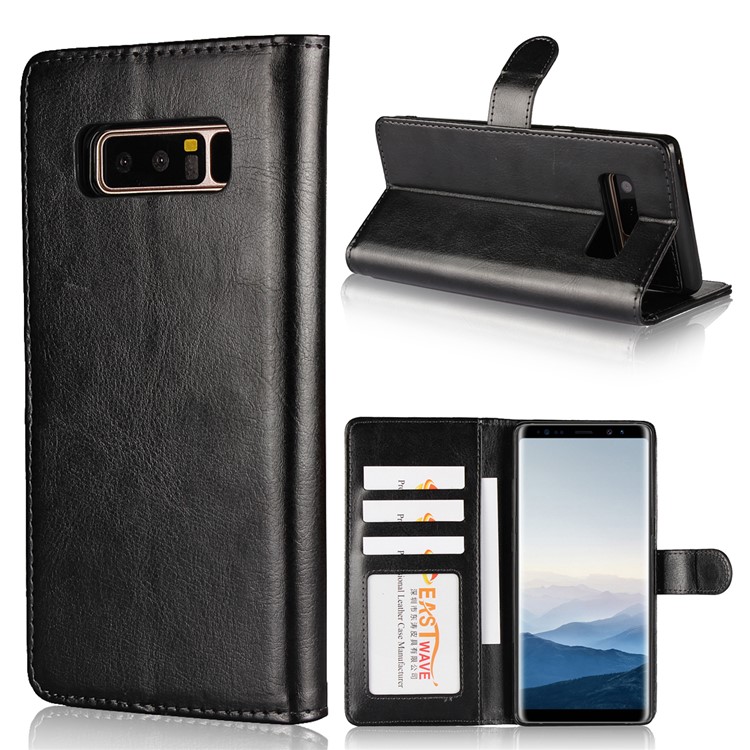Crazy Horse Texture 2 in 1 Wallet Stand Leather Case for Samsung Galaxy Note 8 N950 - Black-1