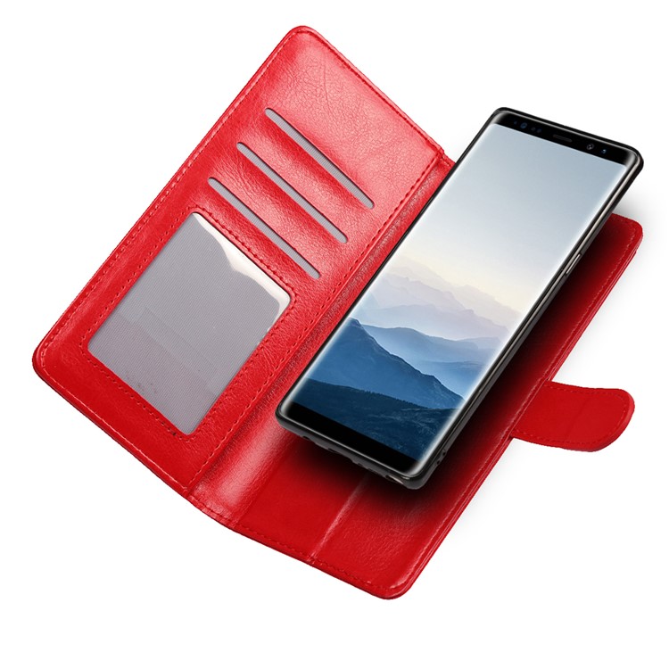 Crazy Horse Texture 2 in 1 Wallet Stand Leather Cover for Samsung Galaxy Note 8 N950 - Red-10