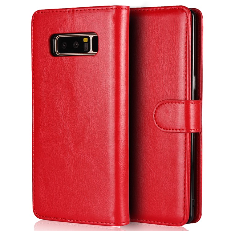 Crazy Horse Texture 2 in 1 Wallet Stand Leather Cover for Samsung Galaxy Note 8 N950 - Red-2