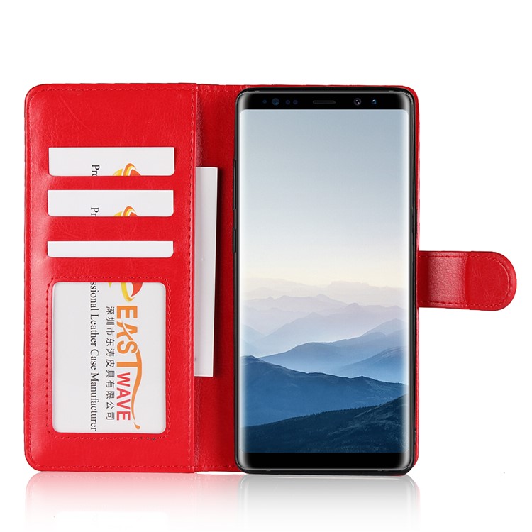 Crazy Horse Texture 2 in 1 Wallet Stand Leather Cover for Samsung Galaxy Note 8 N950 - Red-9