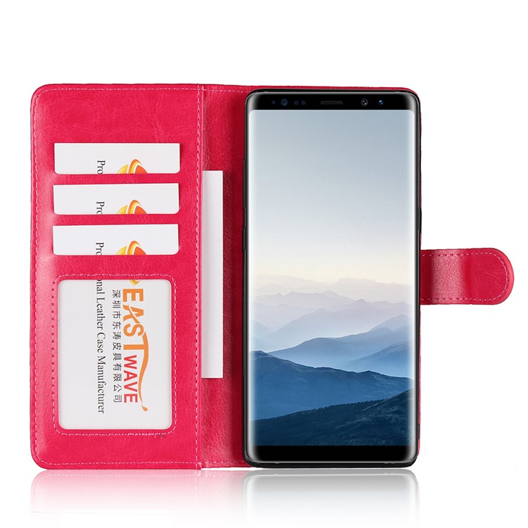 Crazy Horse Texture 2 in 1 Wallet Stand Leather Shell for Samsung Galaxy Note 8 N950 - Rose-10