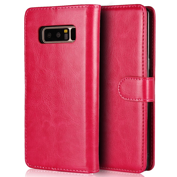 Crazy Horse Texture 2 in 1 Wallet Stand Leather Shell for Samsung Galaxy Note 8 N950 - Rose-2