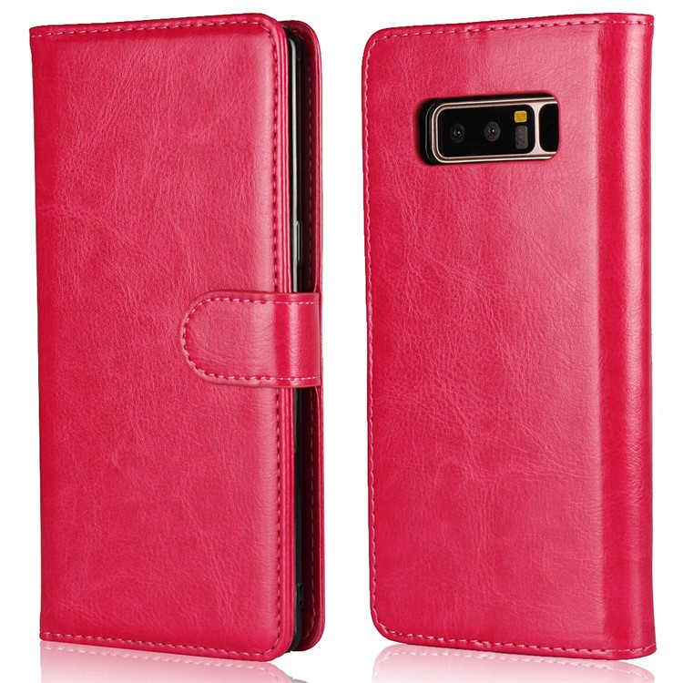 Crazy Horse Texture 2 in 1 Wallet Stand Leather Shell for Samsung Galaxy Note 8 N950 - Rose-3