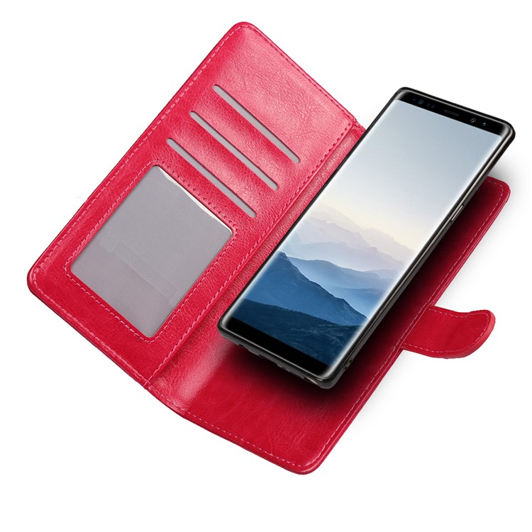 Crazy Horse Texture 2 in 1 Wallet Stand Leather Shell for Samsung Galaxy Note 8 N950 - Rose-4