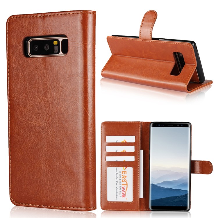 Crazy Horse Texture 2 in 1 Wallet Leather Mobile Case for Samsung Galaxy Note 8 N950 - Brown-1