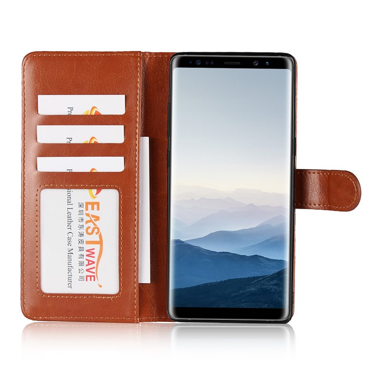 Crazy Horse Texture 2 in 1 Wallet Leather Mobile Case for Samsung Galaxy Note 8 N950 - Brown-11