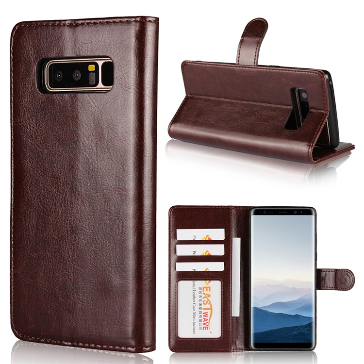 Crazy Horse Texture 2 in 1 Wallet Leather Cover Case for Samsung Galaxy Note 8 N950 - Coffee-1