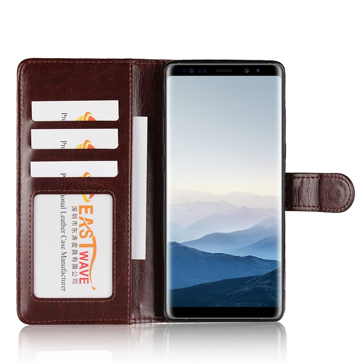 Crazy Horse Texture 2 in 1 Wallet Leather Cover Case for Samsung Galaxy Note 8 N950 - Coffee-10