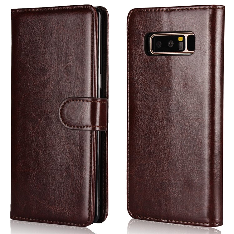 Crazy Horse Texture 2 in 1 Wallet Leather Cover Case for Samsung Galaxy Note 8 N950 - Coffee-3
