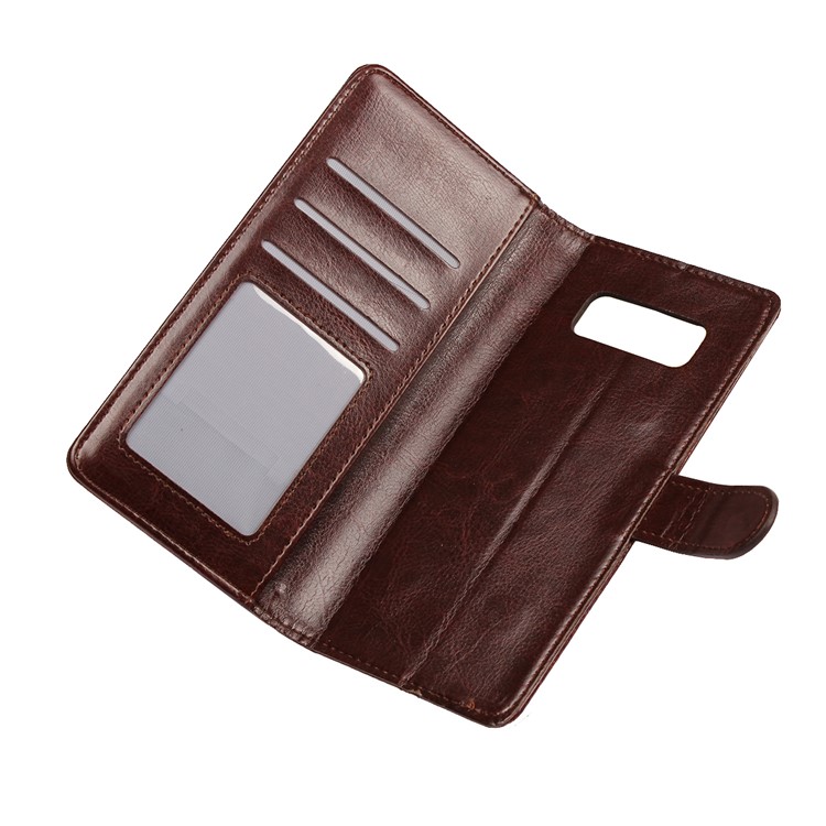 Crazy Horse Texture 2 in 1 Wallet Leather Cover Case for Samsung Galaxy Note 8 N950 - Coffee-9