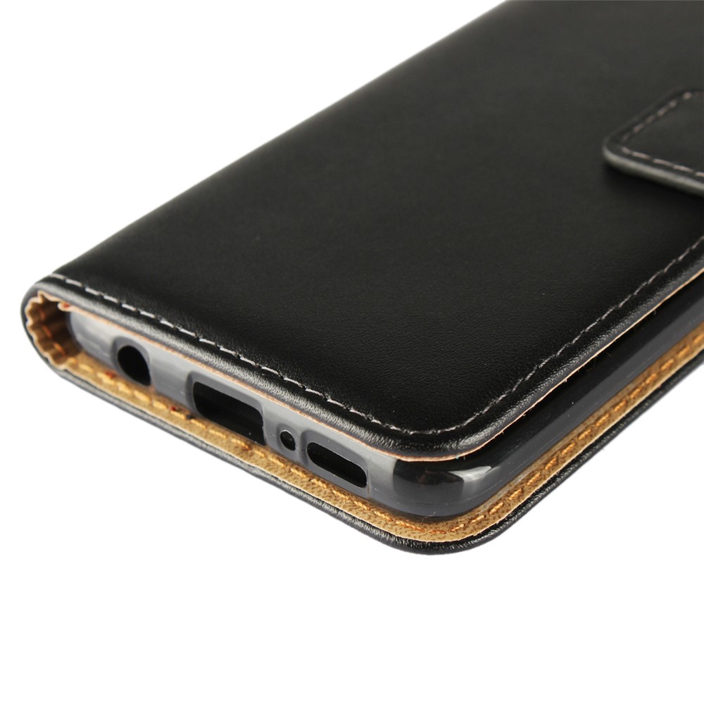 Étui de Couverture de Téléphone en Cuir Divisé Premium Pour Samsung Galaxy S9 G960 Avec Fonctions de Support de Portefeuille - le Noir